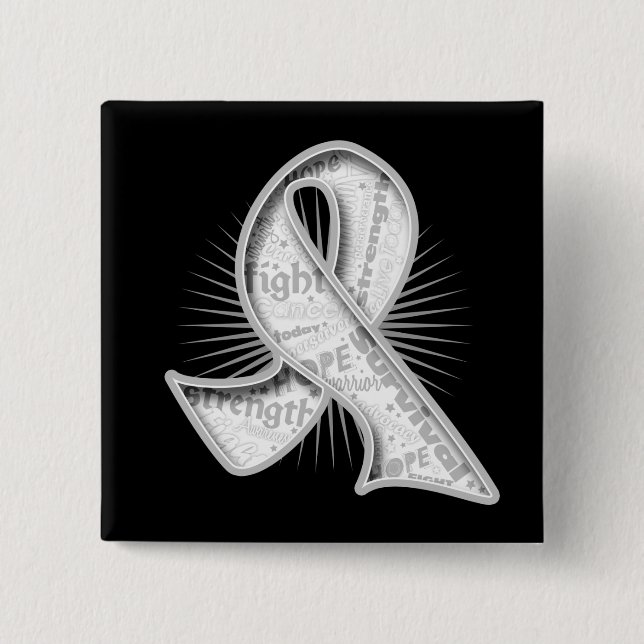 Lung Cancer Slogan Watermark Ribbon 2 Inch Square Button (Front)