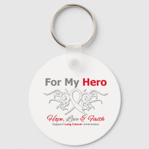 Lung Cancer Tribal Ribbon Hero Keychain
