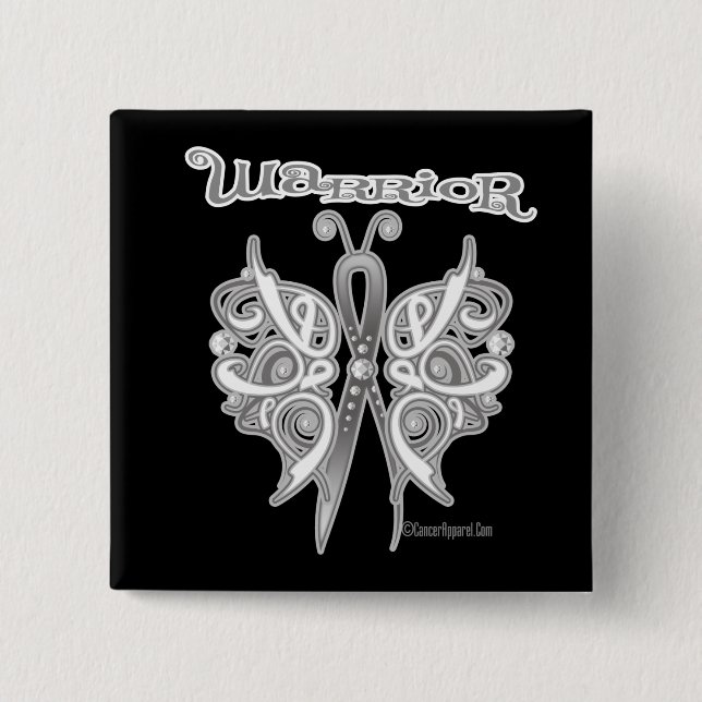 Lung Cancer Warrior Celtic Butterfly 2 Inch Square Button (Front)