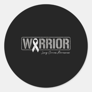 Lung Cancer Warrior Lung Cancer Awareness White Ri Classic Round Sticker