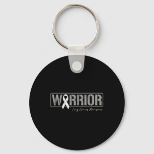 Lung Cancer Warrior Lung Cancer Awareness White Ri Keychain
