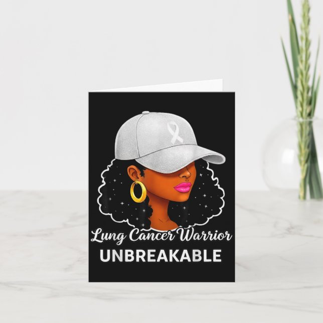 Lung Cancer Warrior Unbreakable Black Women Awaren Card (Front)