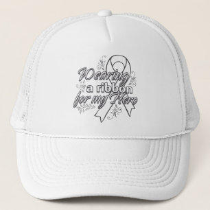 Lung Cancer Wearing a Ribbon for My Hero Trucker Hat