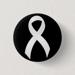 Lung Cancer White Ribbon 1 Inch Round Button