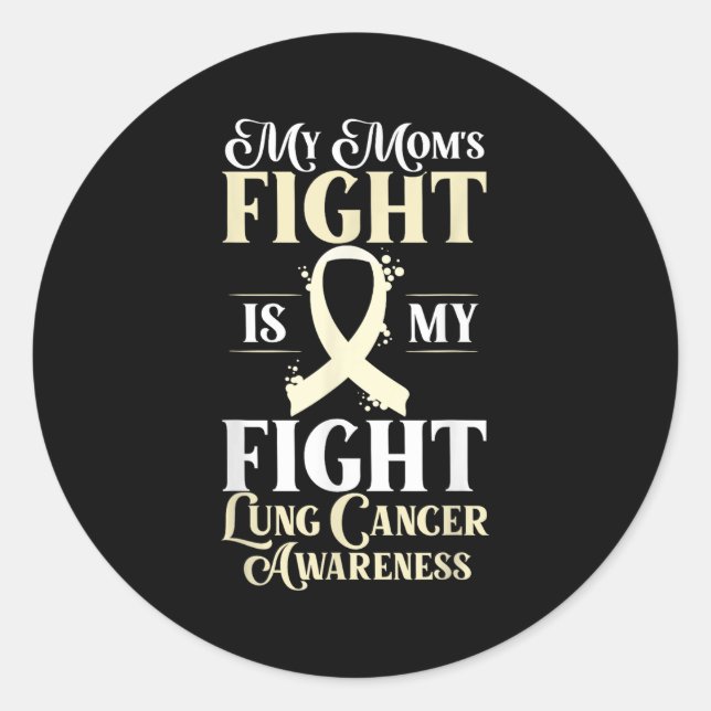 Lung Cancer White Ribbon Awareness Fighter Hope Si Classic Round Sticker (Front)