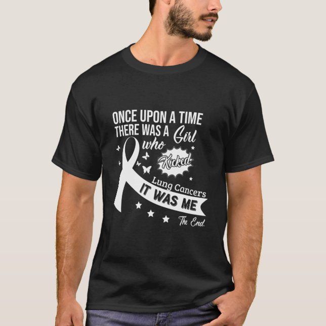 Lung Cancers Fight Cancer Ribbon T-Shirt (Front)