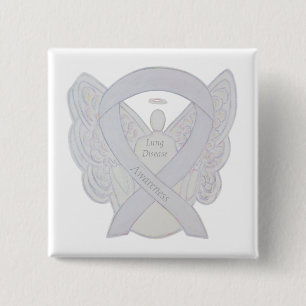 Lung Disease Awareness Angel Pearl Ribbon Art Pin