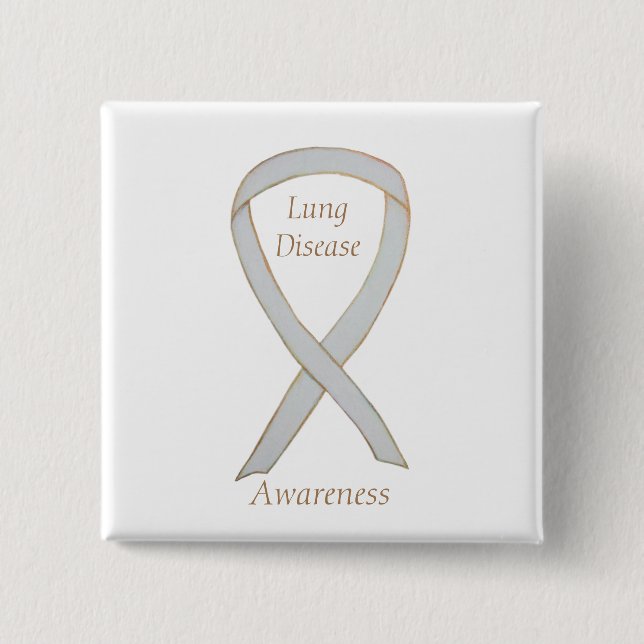 Lung Disease Awareness White Ribbon Art Pin (Front)