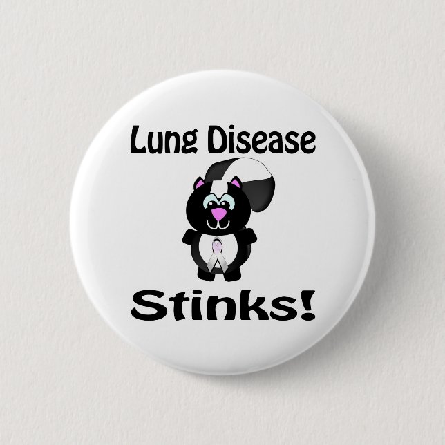 Lung Disease Stinks Skunk Awareness Design 2 Inch Round Button (Front)