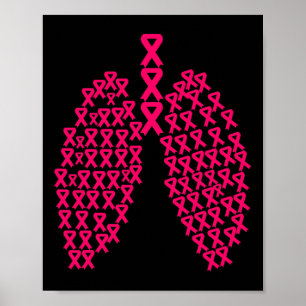 Lung Pink Ribbon Heart Fight Cancer Breast Cancer Poster