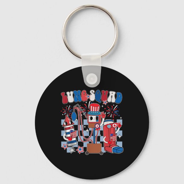 Lung Squad Independence Day Patriotic Lung Therapi Keychain (Front)