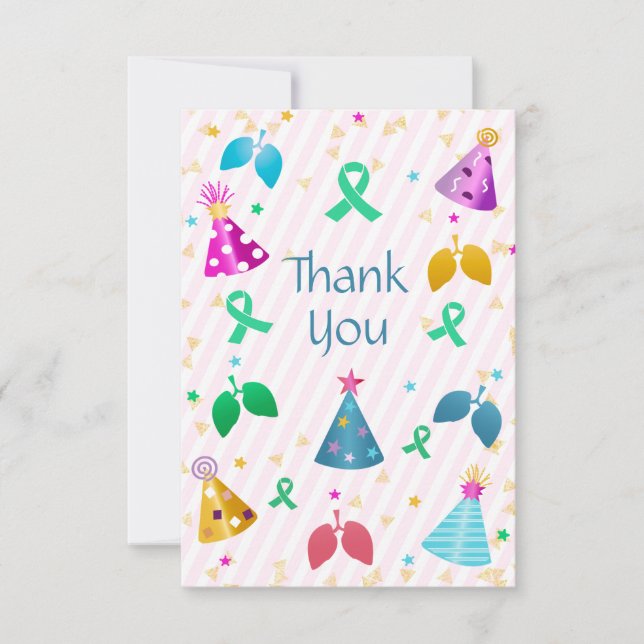 Lung Transplant Pink Stripe Thank You Card (Front)