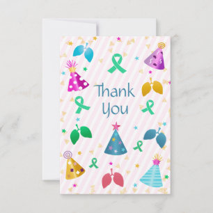 Lung Transplant Pink Stripe Thank You Card