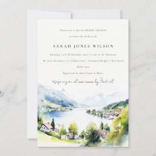 Lungern Switzerland Watercolor Bridal Shower Invitation