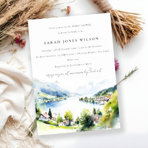 Lungern Switzerland Watercolor Bridal Shower Invitation