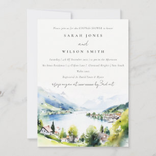 Lungern Switzerland Watercolor Couples Shower Invitation