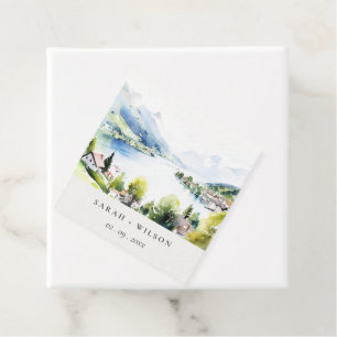 Lungern Switzerland Watercolor Landscape Wedding Favour Tags