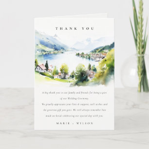 Lungern Switzerland Watercolor Landscape Wedding Thank You Card