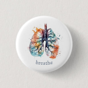 Lungs, breathe like a tree, customizable 1 inch round button