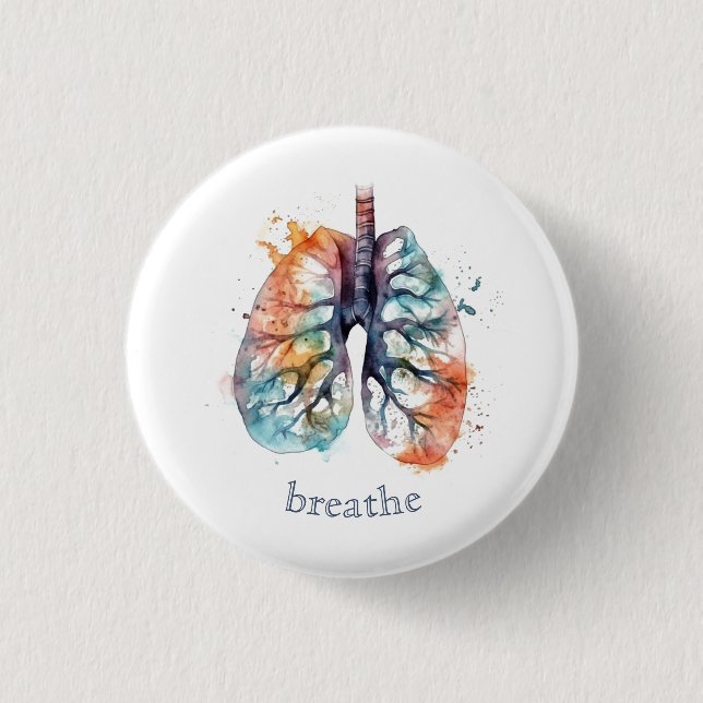 Lungs, breathe like a tree, customizable  1 inch round button (Front)