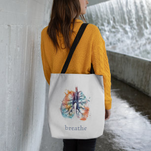 Lungs, breathe like a tree, customizable tote bag
