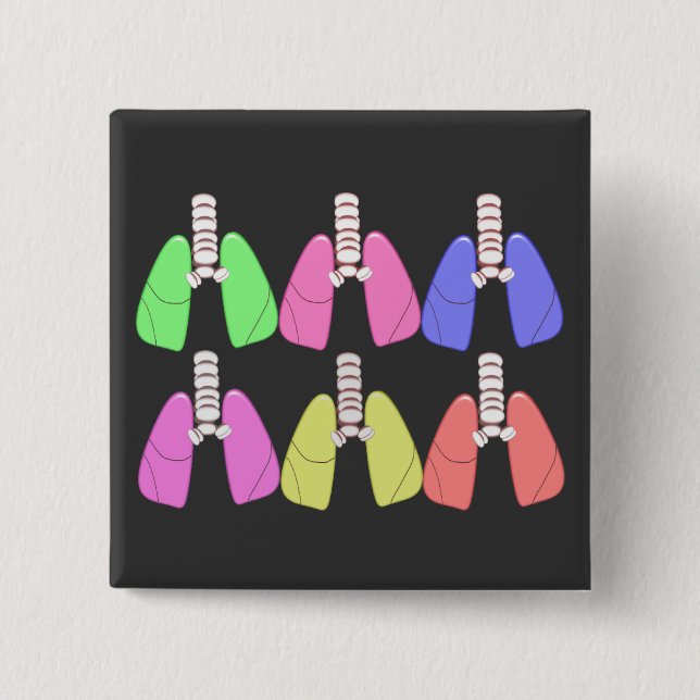 Lungs Multi Coloured--Respiratory Therapist Design 2 Inch Square Button (Front)