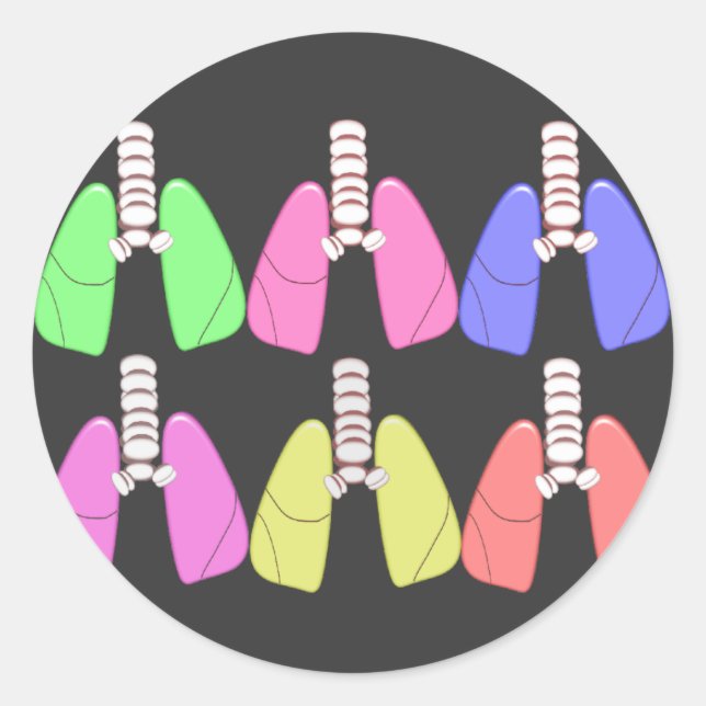 Lungs Multi Coloured--Respiratory Therapist Design Classic Round Sticker (Front)