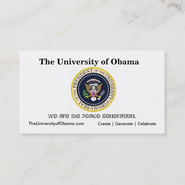 L'université du carte de visite d'Obama (Devant)
