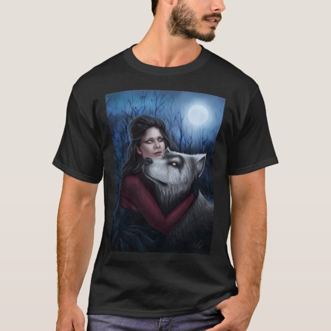 Lupa - Gothic Werewolf Vampire Woman With Dog T-Shirt (Front)