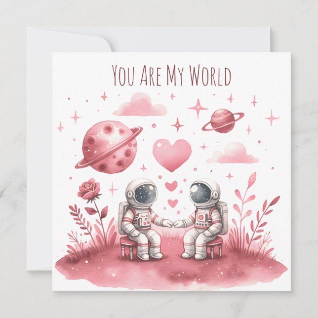 Lupercalia Astronaut Space Love Valentine Holiday Card (Front)