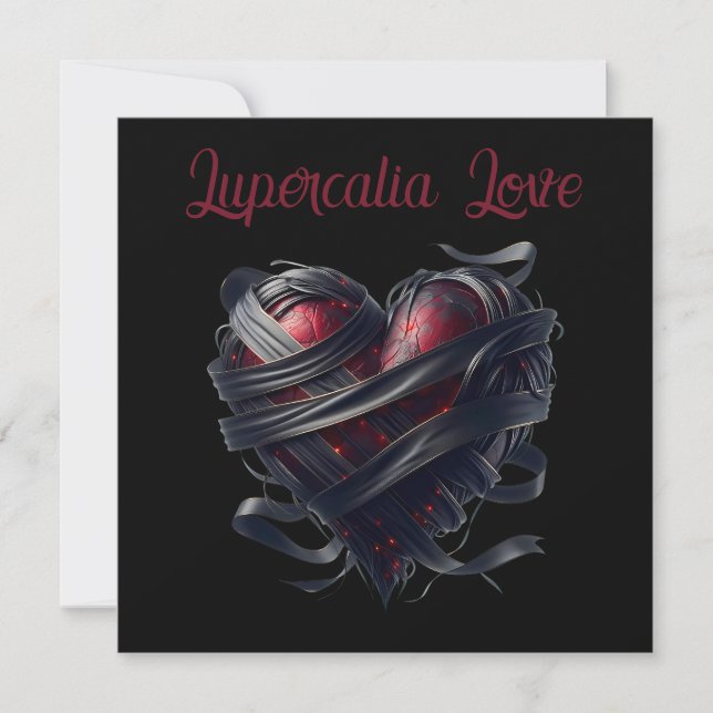 Lupercalia Black Threads Heart Valentine's Holiday Card (Front)