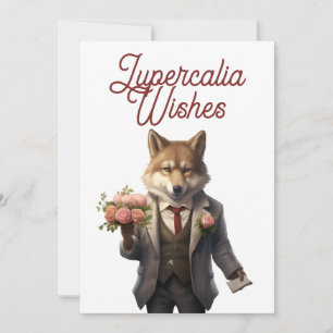 Lupercalia Handsome Wolf Valentines Day Holiday Card