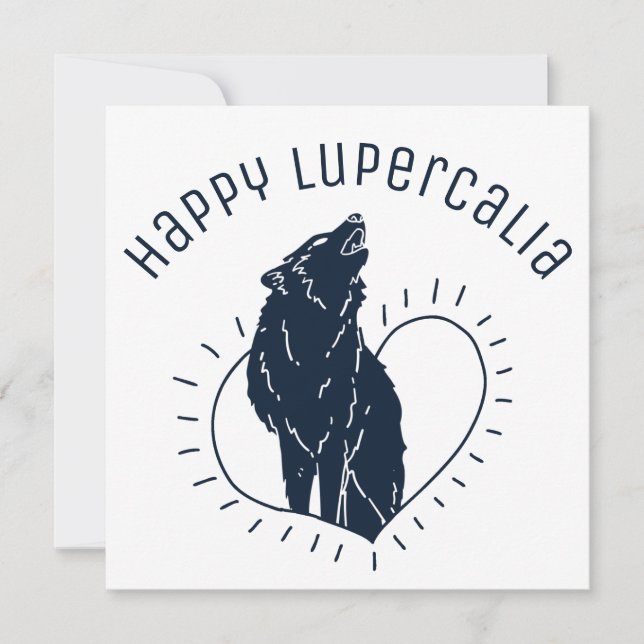 Lupercalia Howling Wolf Heart Holiday Card (Front)