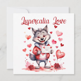 Lupercalia Love Sweet Wolf Hearts Valentine's Day Holiday Card