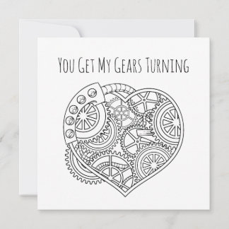 Lupercalia Steampunk Heart Gears Turning Valentine Holiday Card