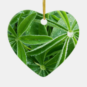 Lupin Leaves Botanical Photography Ceramic Ornament