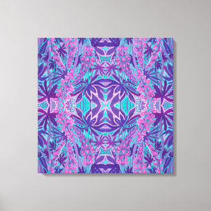 Lupine Flower Bohemian Arabesque Pattern Pink Mint Canvas Print