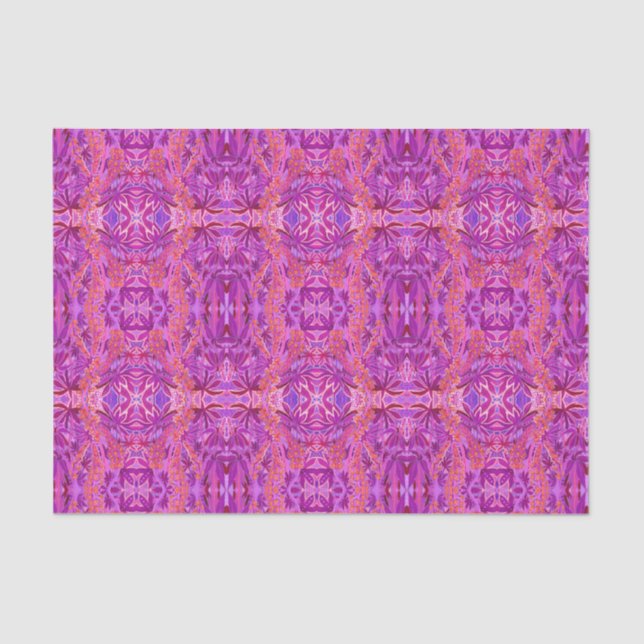Lupine Flower Bohemian Boho Arabesque Pattern Pink Tissue Paper (Front)