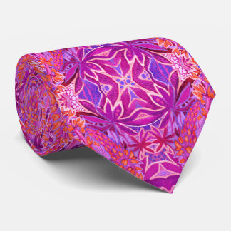 Lupine Flower Boho Bohemian Arabesque Pattern Pink Tie