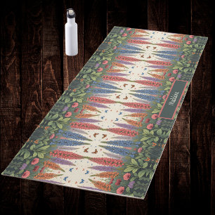 Lupine Flowers Butterflies Vintage Floral Monogram Yoga Mat