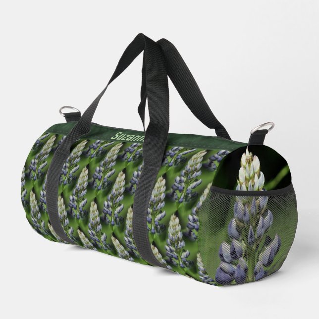 Lupine Flowers Nature Pattern Personalized Duffle Bag (Right Corner)