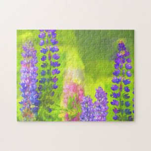 Lupine Painting - Original Flower Art Jigsaw Puzzle