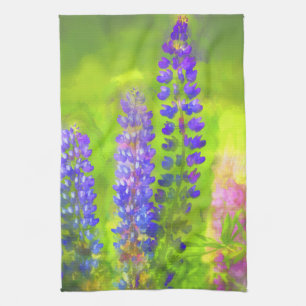 Lupine Painting - Original Flower Art Kitchen Towel