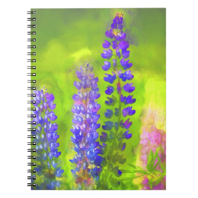 Lupine Painting - Original Flower Art Notebook (Front)