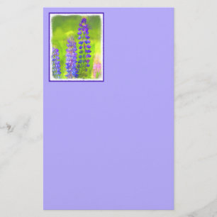 Lupine Painting - Original Flower Art Stationery