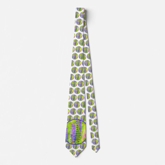 Lupine Painting - Original Flower Art Tie (Front)