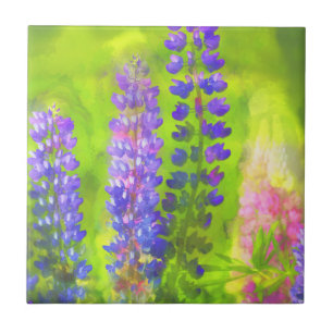 Lupine Painting - Original Flower Art Tile