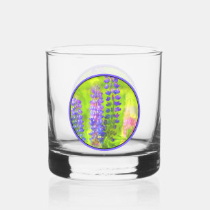 Lupine Painting - Original Flower Art Whiskey Glass