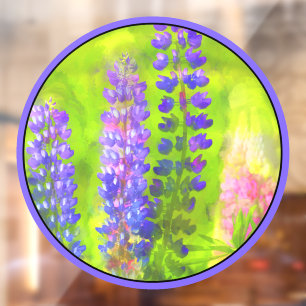 Lupine Painting - Original Flower Art Window Cling