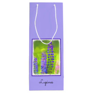 Lupine Painting - Original Flower Art Wine Gift Bag